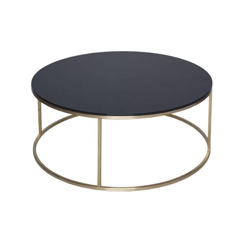 Black Glass And Gold Metal Contemporary Circular Coffee Table