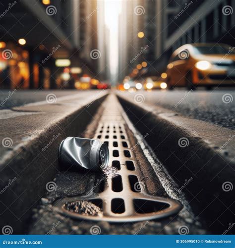 Aluminium Can Lays in the Roadside Gutter Stock Illustration