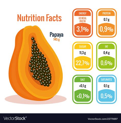 Fresh Papaya With Nutrition Facts Royalty Free Vector Image