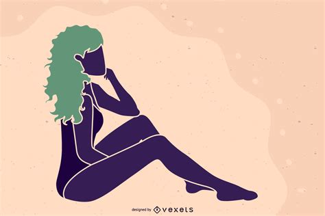 Silhouette Curly Green Hair Lady Vector Download