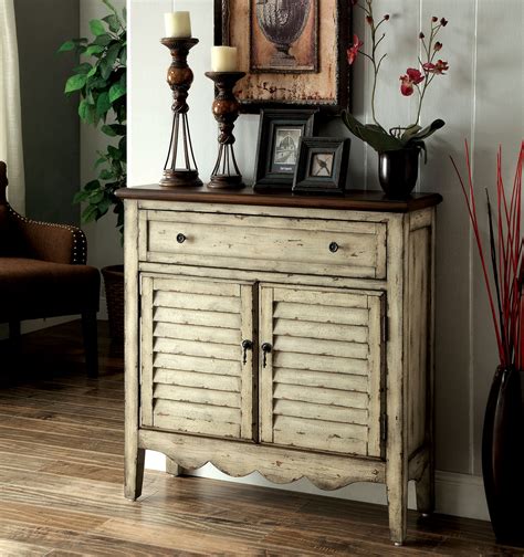 Accent cabinets and chests also make it easy to get organized and eliminate clutter ? Furniture of America Antique White Lillian Country Style ...