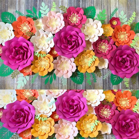 Extra Large Paper Flower Backdrop 24 Pcs Paper Flowers Wall Etsy