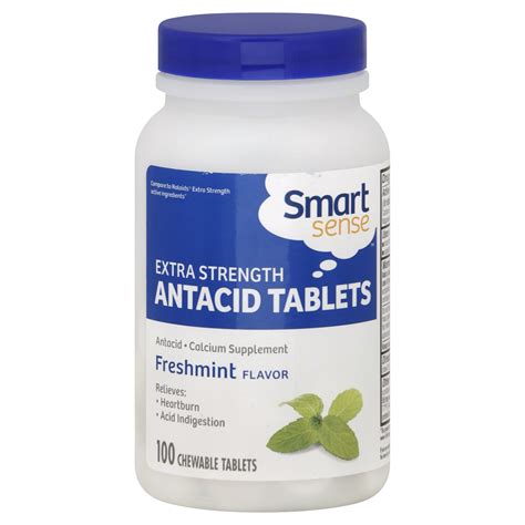 Smart Sense Antacid Tablets Extra Strength Freshmint Flavor 100 Tablets