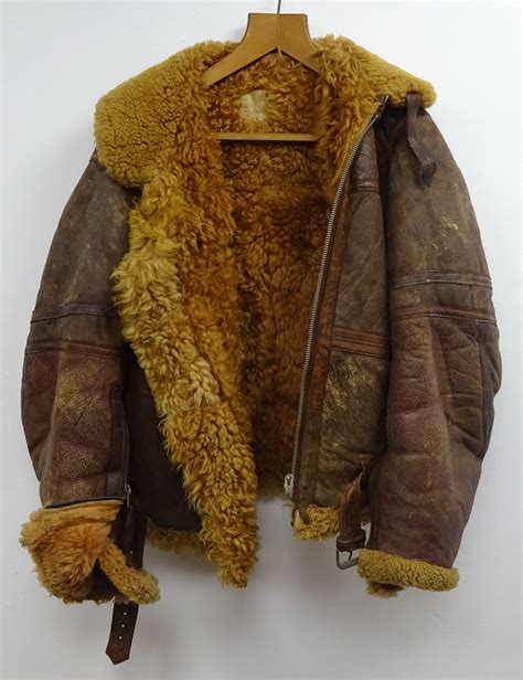 Ww Ii Raf Irvin Panelled Brown Leather Flying Jacket With Sheepskin