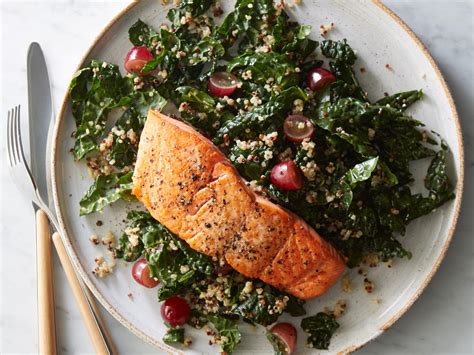 Roasted Salmon With Kale Quinoa Salad Recipe Cooking Light