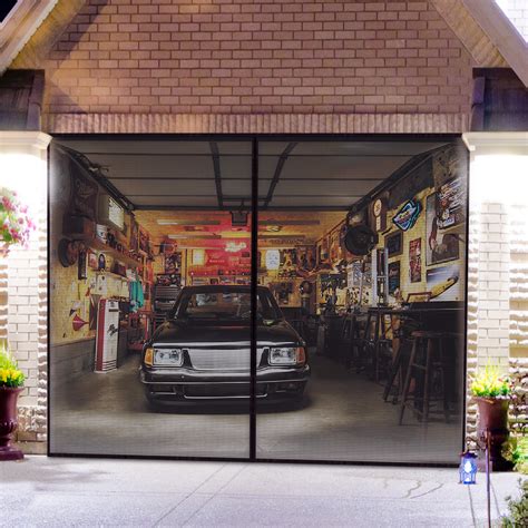 9x7 Ft Magnetic Garage Door Screen For 1 Car Single Garage Door Mesh