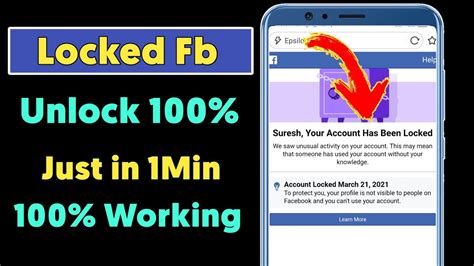 Your Account Has Been Lock Facebook How To Unlock Facebook Locked