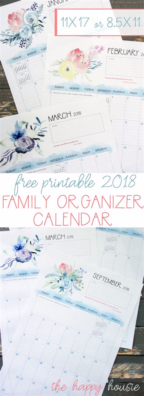 Download family records manager for windows to maintain all important family records in one program. Free Printable 2018 Family Organizer Calendar | The Happy ...