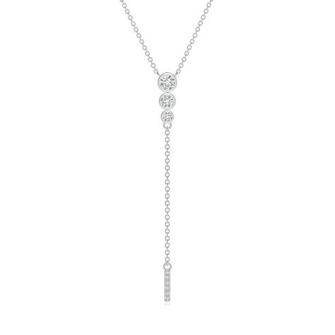 Three Stone Graduated Bezel Set Diamond Lariat Necklace Angara