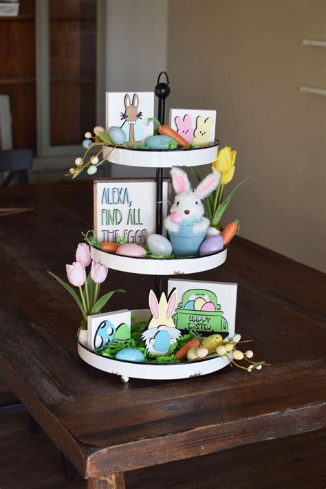 Easter Tiered Tray Decoreaster Decortiered Tray Signsmini Etsy In