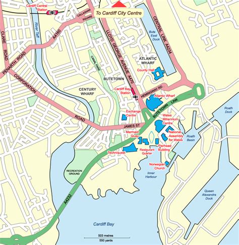 All locations and spots in cardiff, wales, united kingdom marked by people from around the world. Map of Cardiff Bay