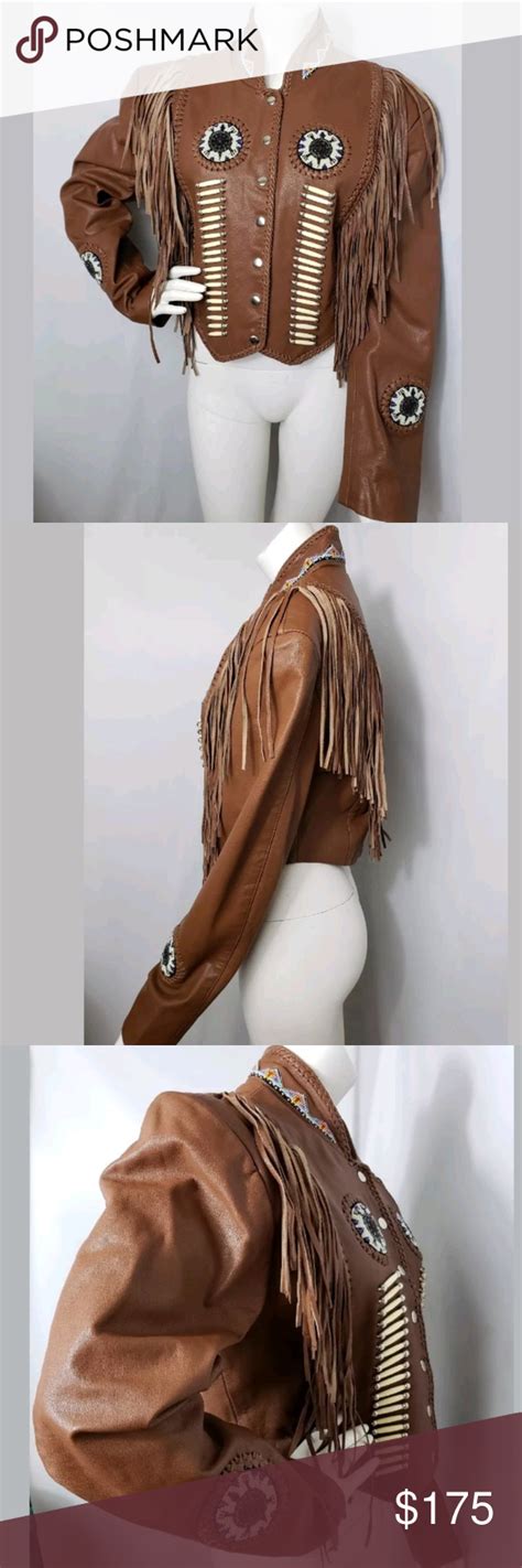 Vintage Fringe Western Beaded Leather Jacket Stunning Beautiful Bead Work No Stains Or Rips