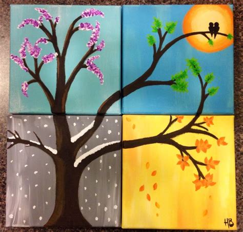 The Four Seasons Acrylic Paints 4 Canvases Made By Me Canvas