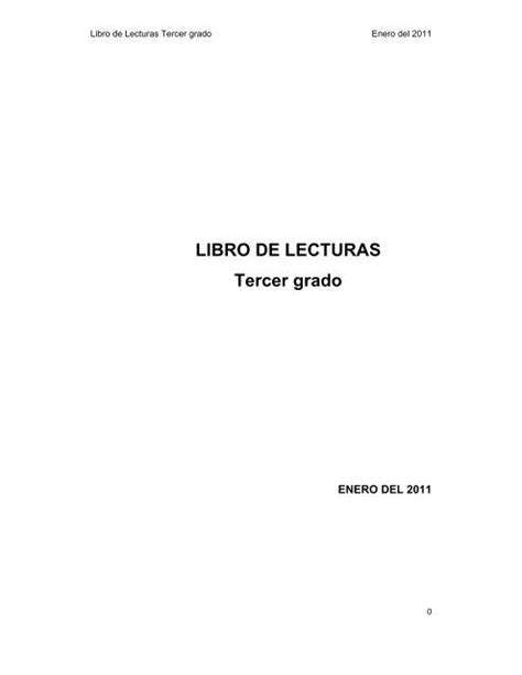 LIBRO DE LECTURAS Tercer grado Secretaría de Educación