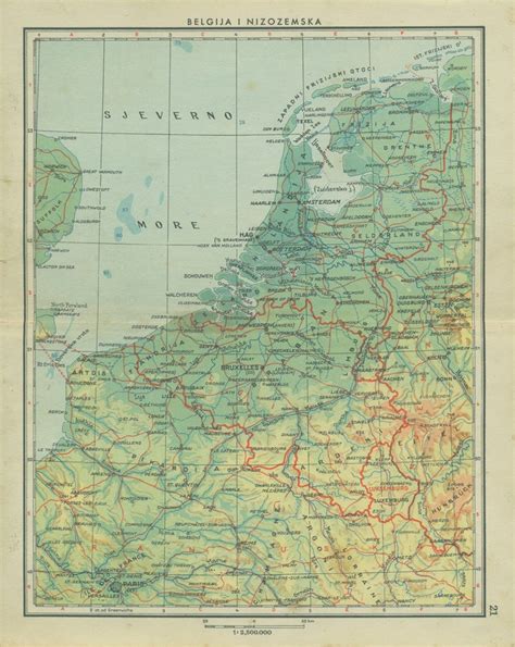 1956 vintage netherlands and belgium map etsy