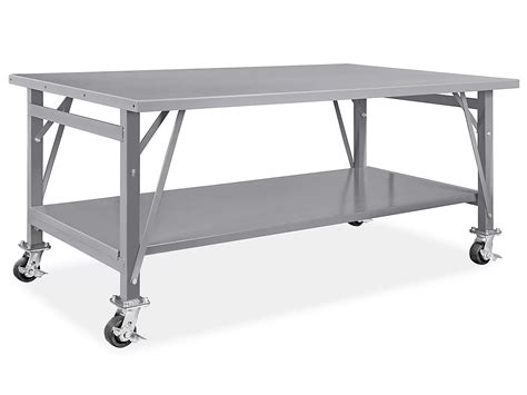 Mobile Steel Assembly Table With Bottom Shelf 72 X 48 H 7987s Uline