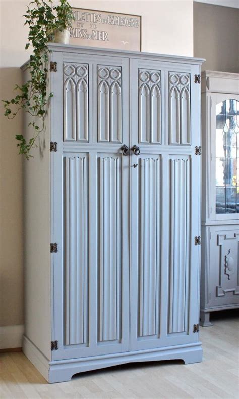 Lovely Vintage Shabby Chic Painted Gentlemans Wardrobe Armoire In