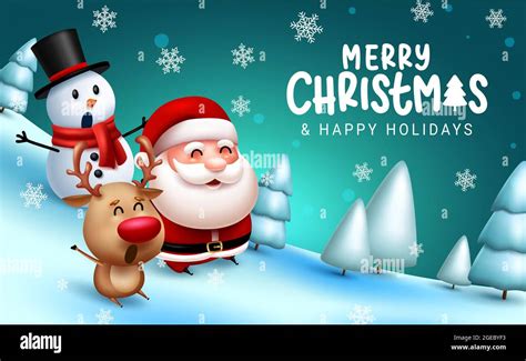 Christmas Greeting Vector Design Merry Christmas Text With Cute Santa