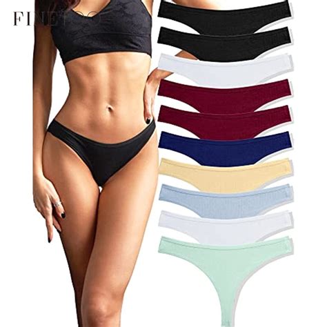 Finetoo Pcs Pack Cotton Thongs For Women Breathable Low Rise Bikini
