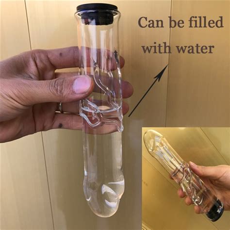Hollow Glass Dildo เพิ่ม Filled Hot Ice Water Anal Anus Plug Butt
