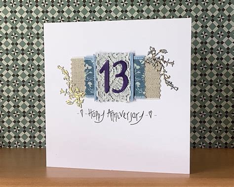 13th Anniversary Card Lace Anniversary For 13 Years Together Etsy