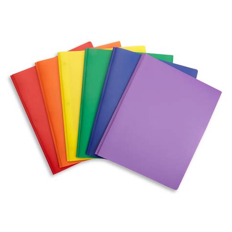 Plastic Two Pocket Folders With Prongs Assorted Colors 6 Pack Blue