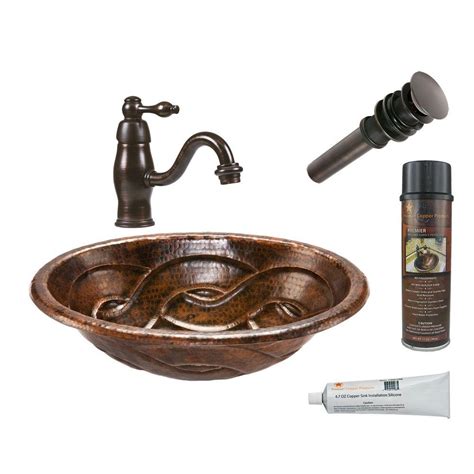 Sinkology Kelvin Drop In Handcrafted Copper Bathroom Sink With In Faucet Holes In Naked
