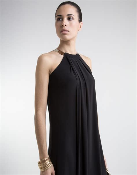 Vestido Escote Halter Negro Vestidos Mujer Roberto Verino