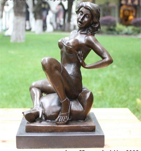 Bronze Sculpture On Marble Pedestal Naked Woman In Minimalist Style