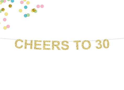 Cheers To 30 Glitter Banner 30th Birthday Birthday Banner
