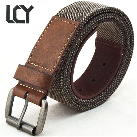 Lcy Designer Belts Men High Quality Canvas Pu Leather Belt For Men