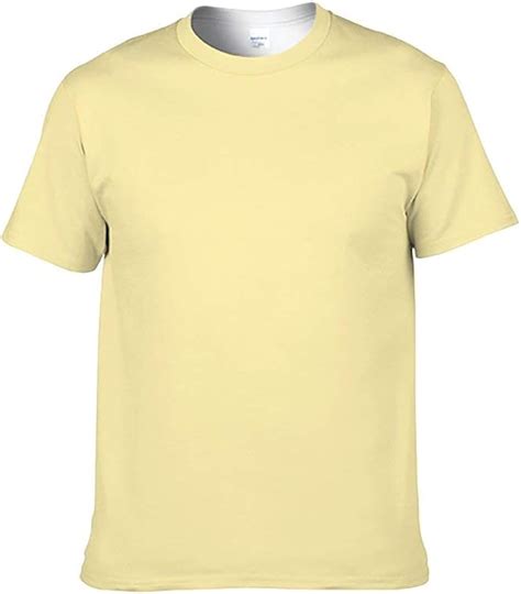 Mens T Shirt Light Yellow Full Printed T Shirtssolid Color Short