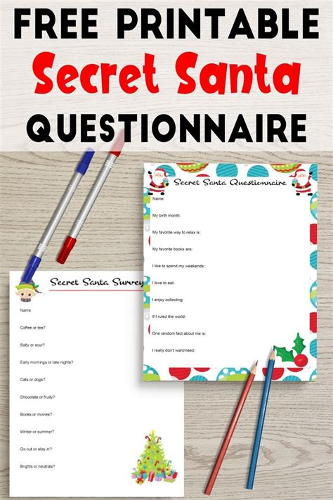 Free Printable Secret Santa Questionnaire Secret Santa Survey Artofit