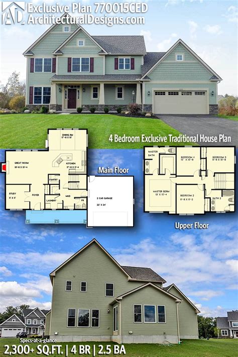 Plan 770015ced 4 Bedroom Exclusive Traditional House Plan