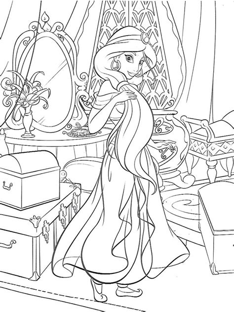Princess Jasmine coloring page | Cartoon coloring pages, Disney
