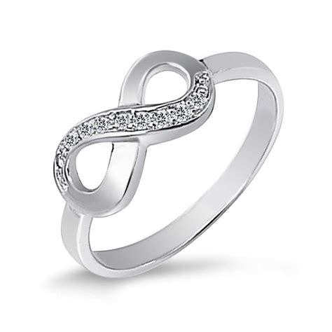 bling jewelry half pave cubic zirconia cz love knot infinity promise ring for girlfriend for