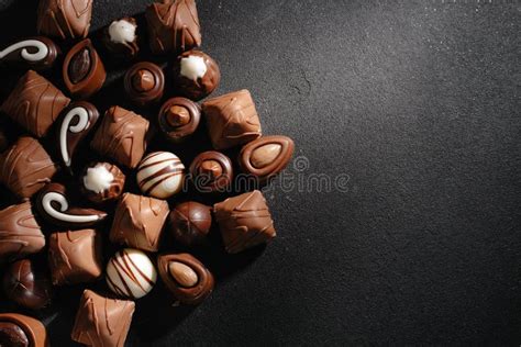 Caramelos De Chocolate Con Varios Rellenos De Comida Dulce De Fondo
