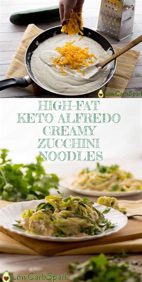 The Ingredients For This Keto Alfredo Creamy Zucchini Noodles Are Being