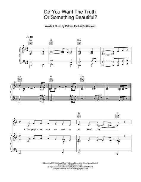 Do You Want The Truth Or Something Beautiful Sheet Music By Paloma