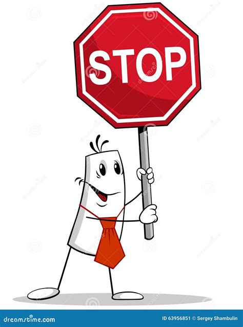 Man Holding Stop Sign Stock Illustration Illustration Of Marketing