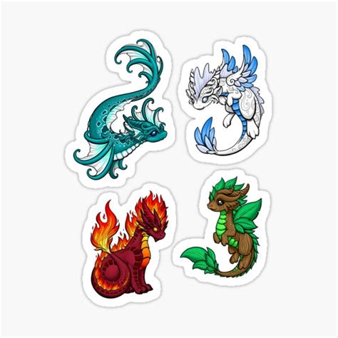 Four Elements Dragons Sticker For Sale By Bgolins Redbubble