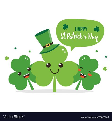 Happy St Patricks Day Shamrock Cartoon Characters Vector Image