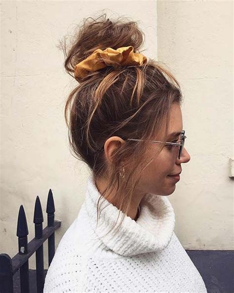 Cute Bun Hairstyles Hairstyles List Everyday Hairstyles Scrunchie