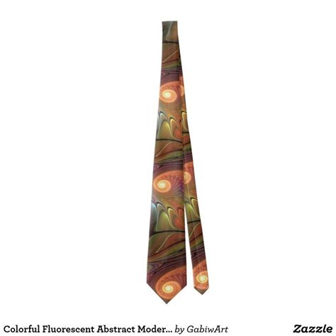 Colorful Fluorescent Abstract Modern Brown Fractal Tie Zazzle