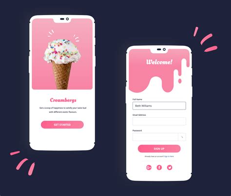 Ice Cream App Sign Up Page By Akash Chandgude On Dribbble
