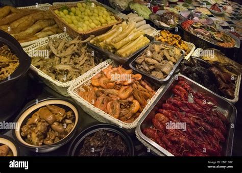 Restaurant Displaying Dishes Of Food Shaoxing Zhejiang Province