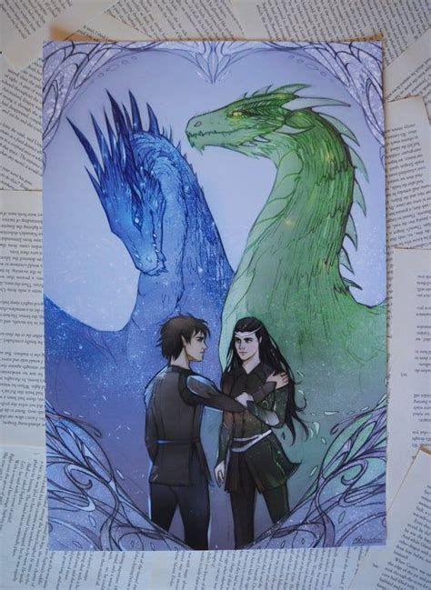 Eragon And Arya Saphira And Firnen Art Print 12x18 Poster Eragon