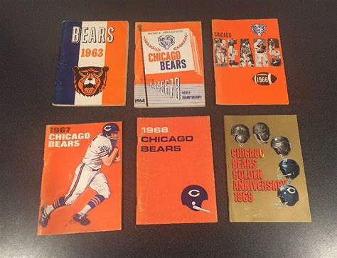 Lot Of 6 Original Chicago Bears Media Guides 1963 1964 1966 1967