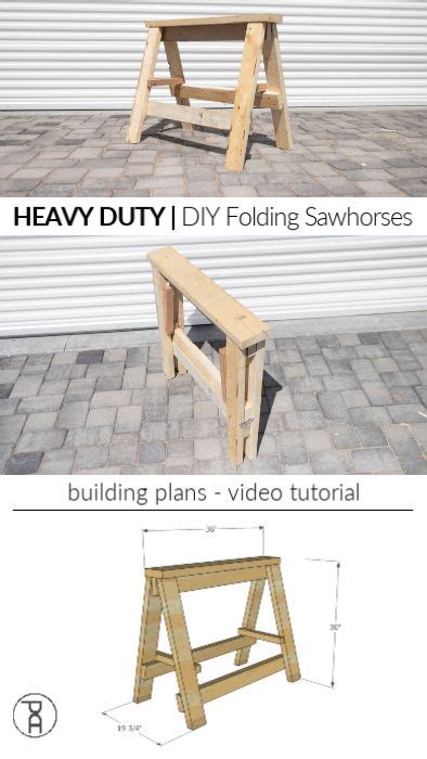 Learn how to build a pair of diy wood sawhorses that are strong enough to hold your heaviest loads, but can fold up flat and be. HEAVY DUTY DIY Folding Sawhorses | Video tutorial + Plans in 2020 | Folding sawhorse, Cool ...