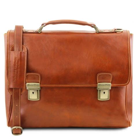 This Italian Leather Laptop Briefcase Has An Internal Padded Partition